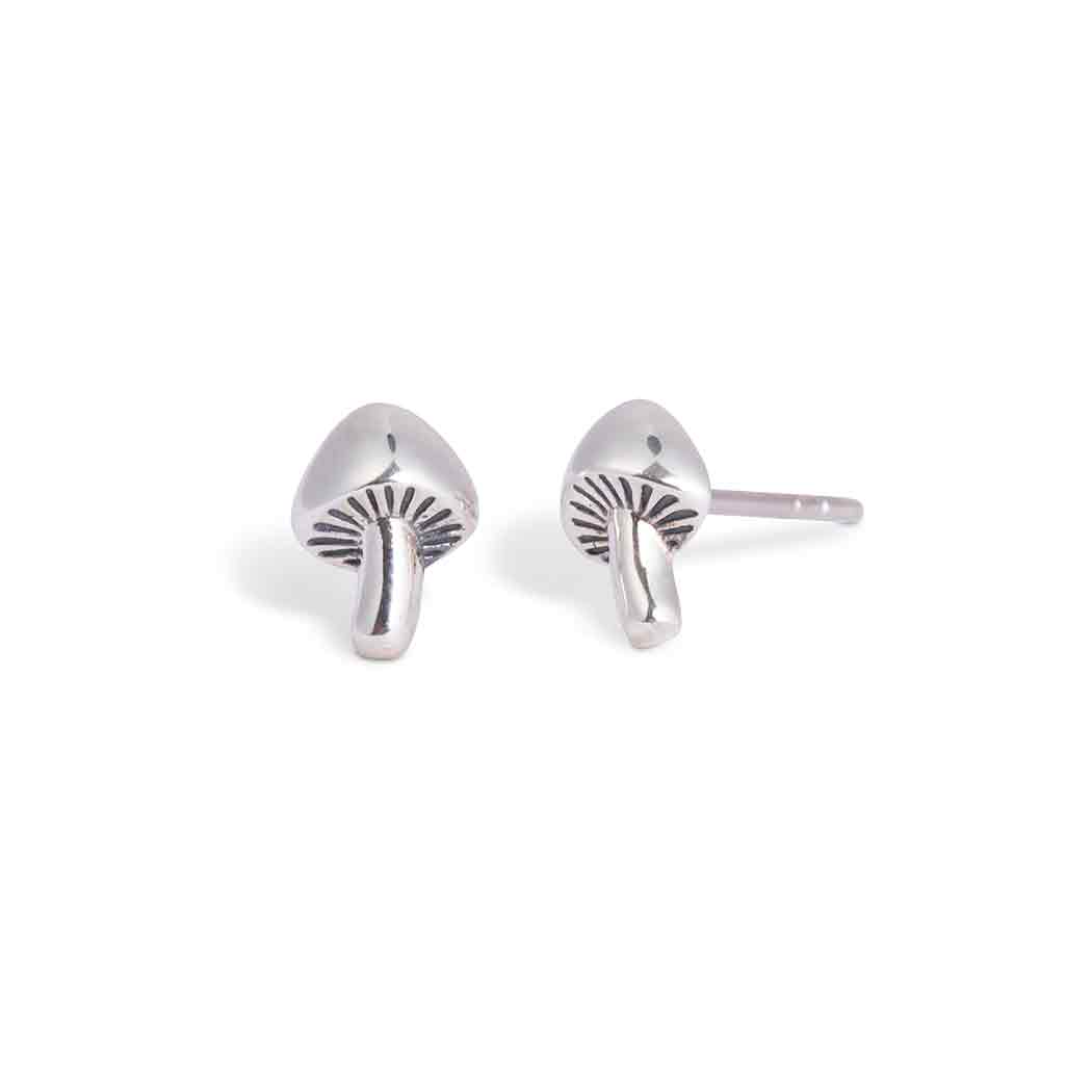 Sterling Silver or Bronze Mushroom Post Earrings 8x6mm