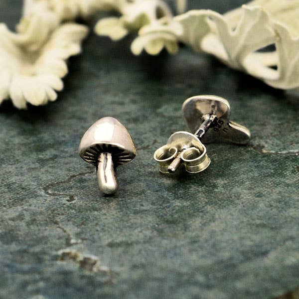 Sterling Silver  Mushroom Post Earrings