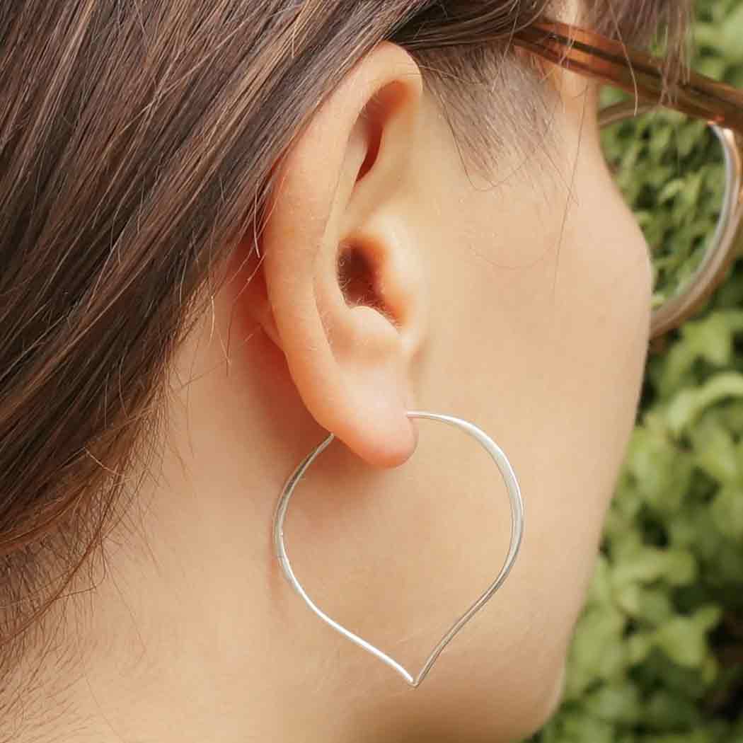 Sterling Silver Lotus Petal Hoop Earring