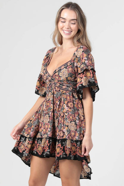 V NECK TWIST FRONT HO LO DRESS