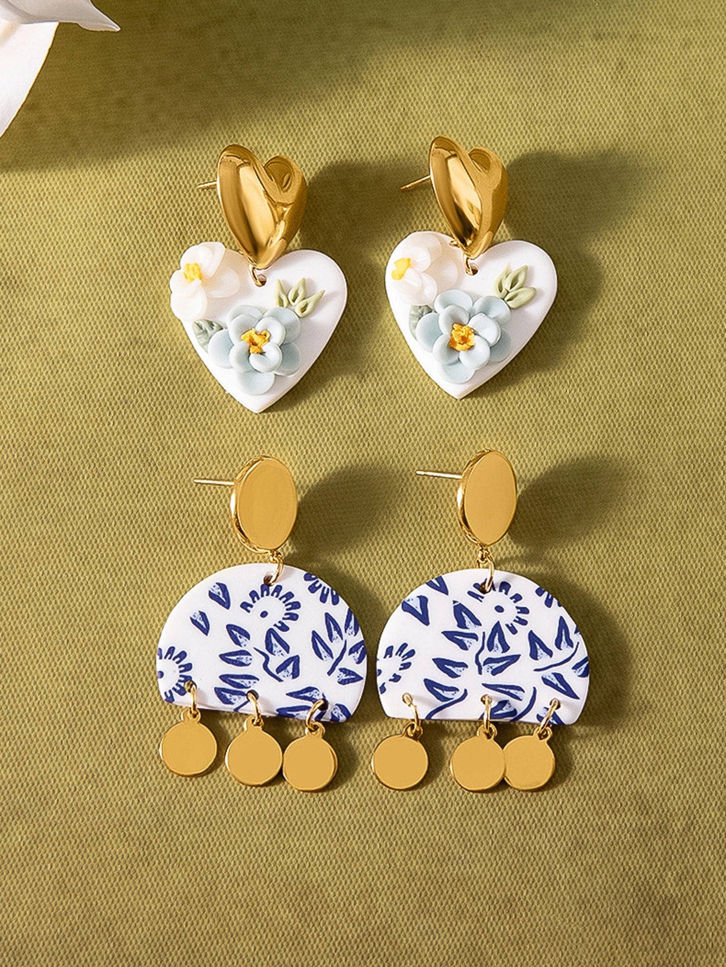 Bijoua Blue Porcelain Drop Earrings