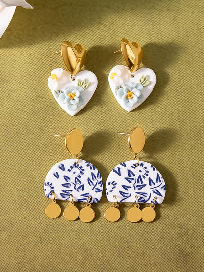 Bijoua Blue Porcelain Drop Earrings