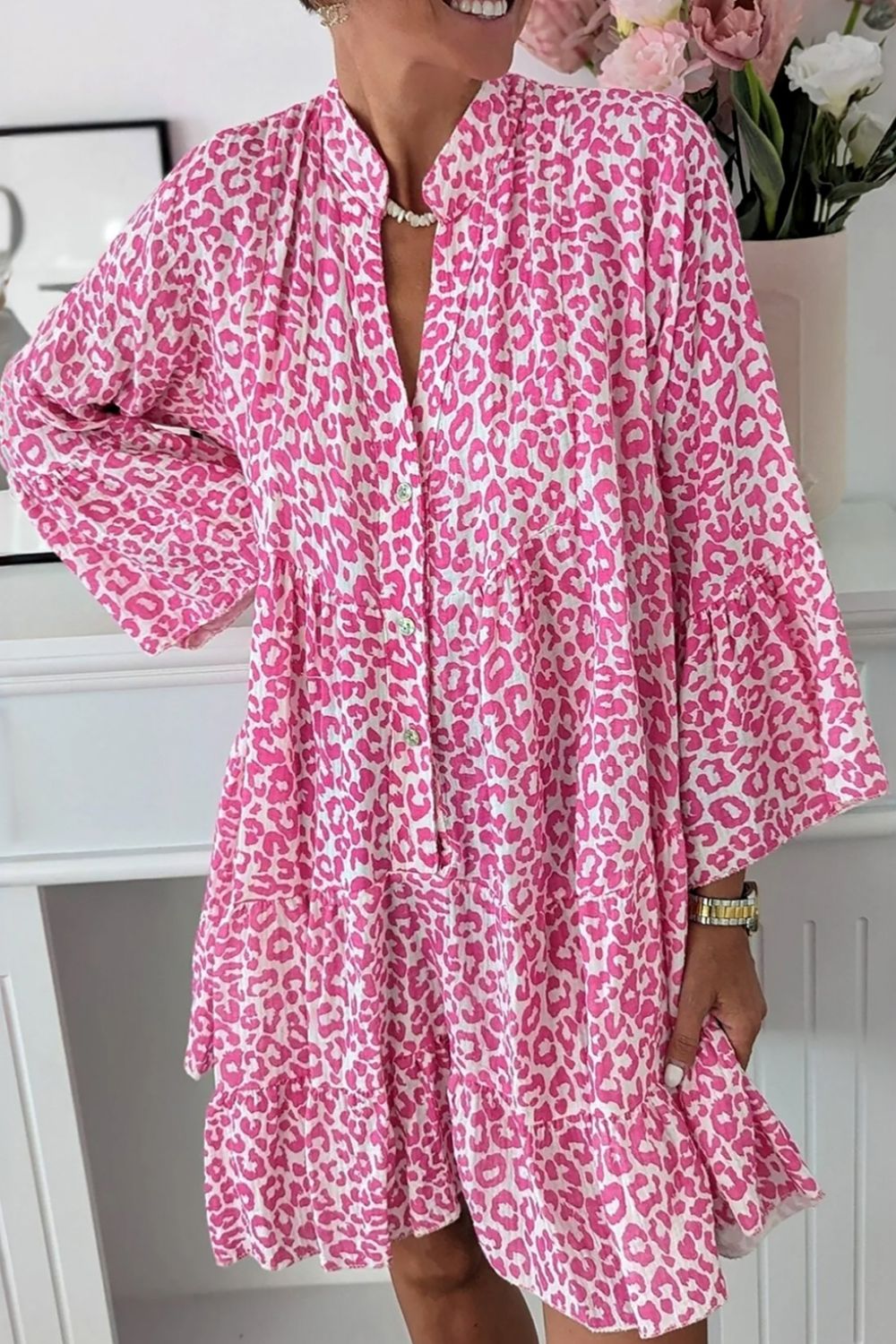 Leopard Notched Dress