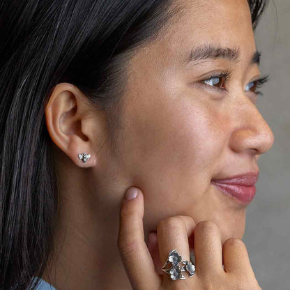 Silver Tiny Bee Post Earrings