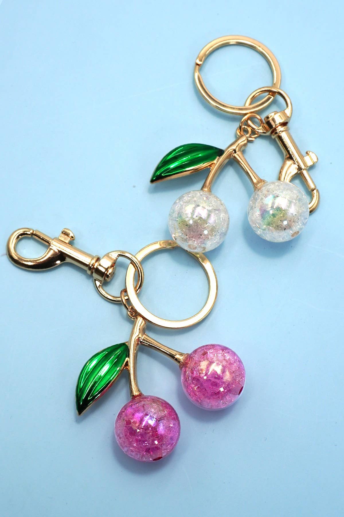 CHERRY DROP WITH LEAF KEYCHAIN BAG CHARM