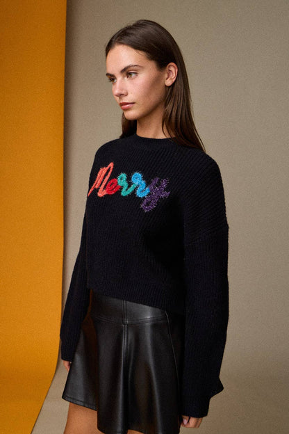 Emma Loose Fit Cropped Merry Knit Pullover