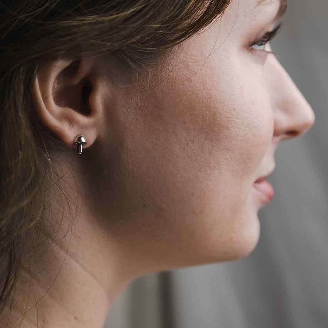 Sterling Silver  Mushroom Post Earrings