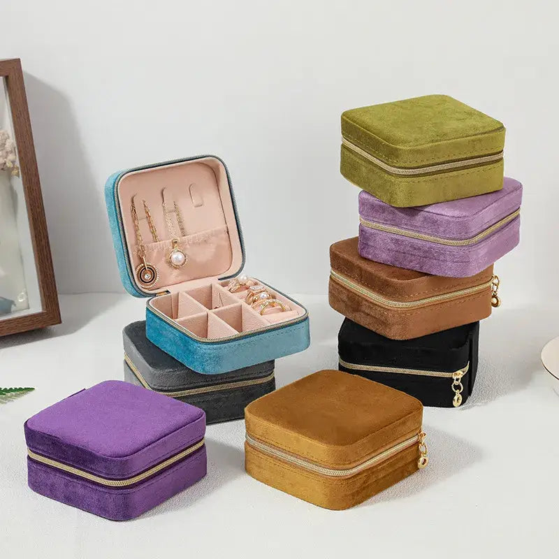 Plush Jewelry Box for Travel in Assorted Colors
